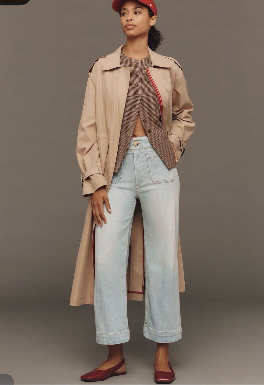 ANTHROPOLOGY Maeve Colette High-Rise Wide-Leg Cropped Jeans